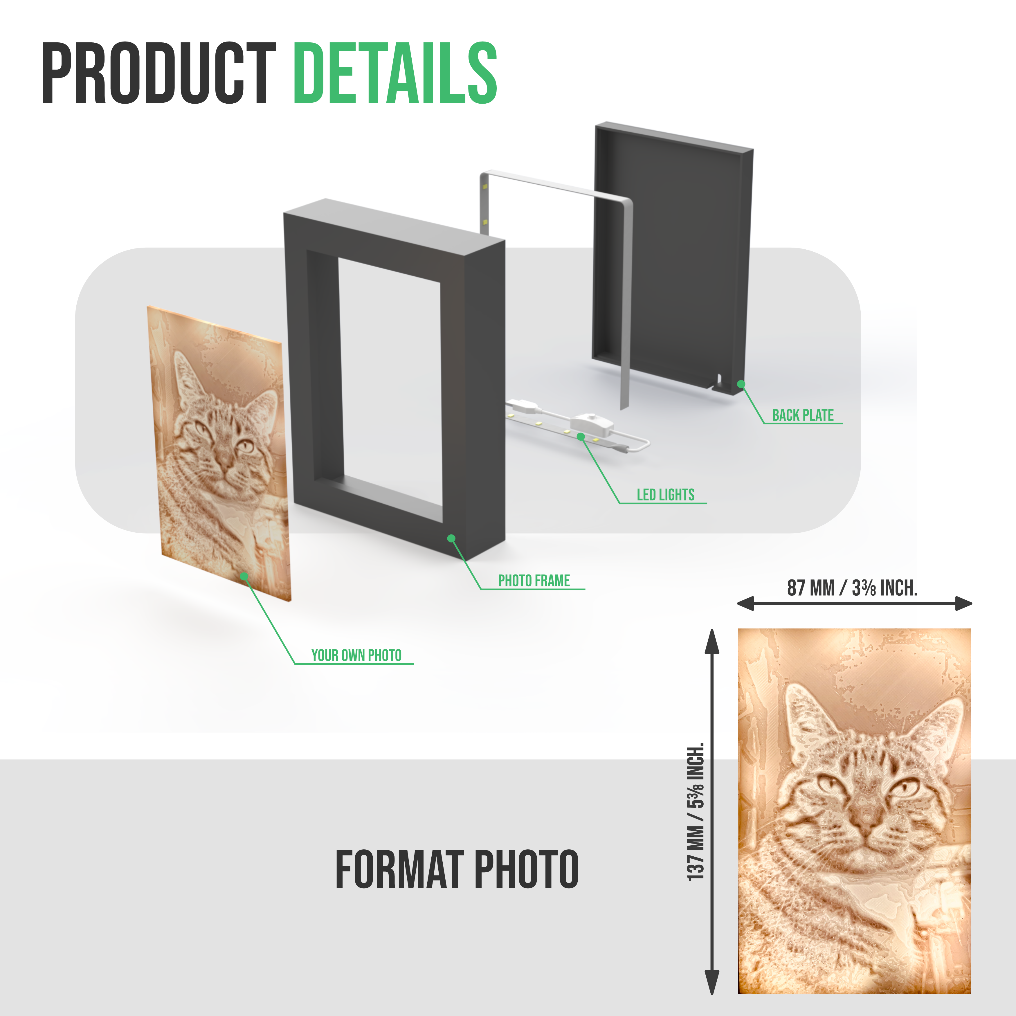 LED Lithophane Photo Frame