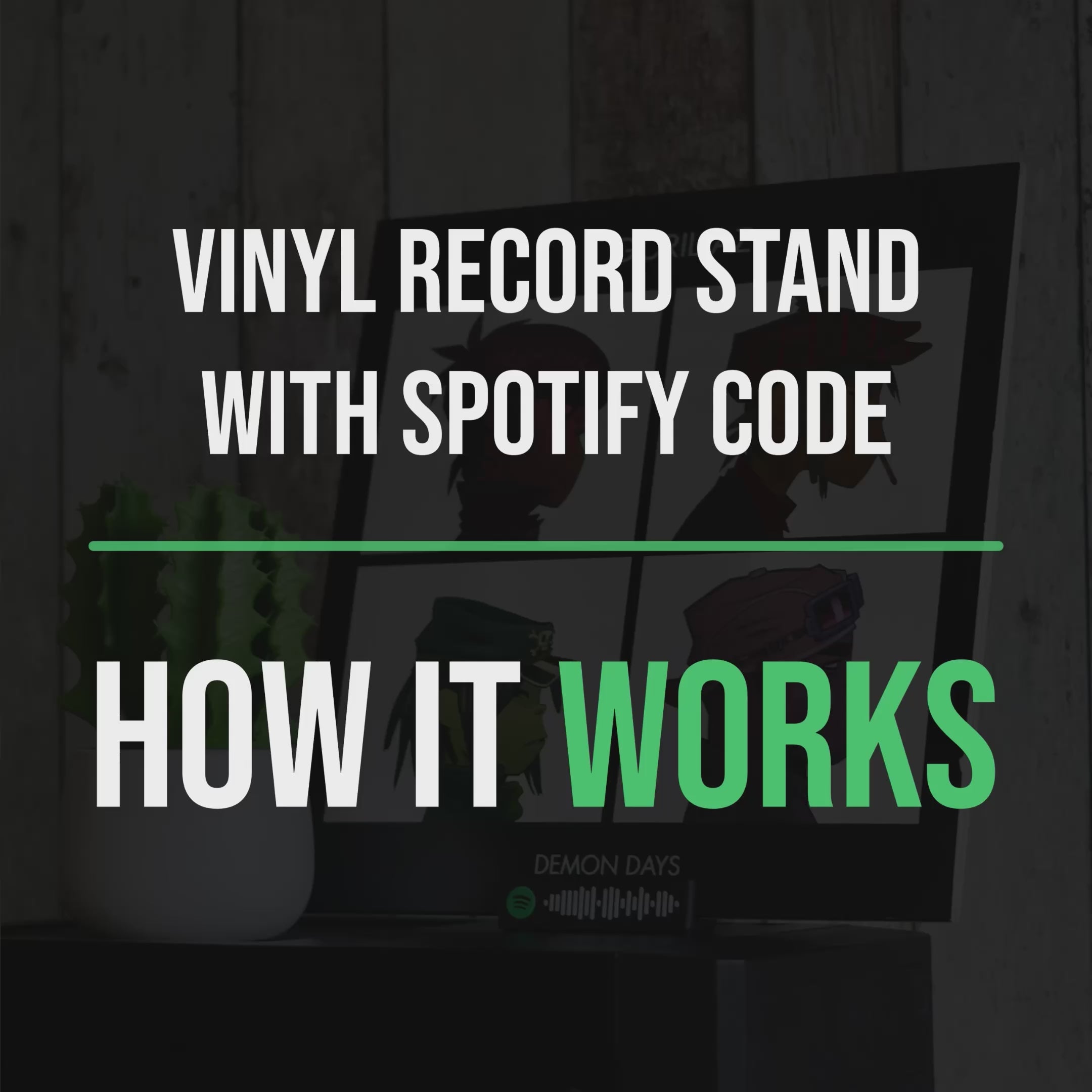 Vinyl Record Stand With Spotify Code